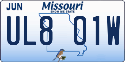 MO license plate UL8O1W