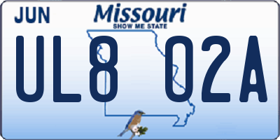 MO license plate UL8O2A