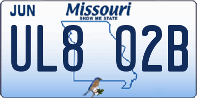 MO license plate UL8O2B
