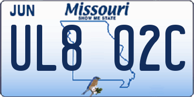 MO license plate UL8O2C