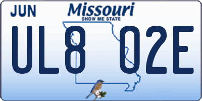 MO license plate UL8O2E
