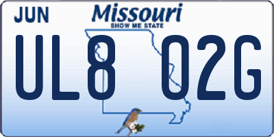 MO license plate UL8O2G