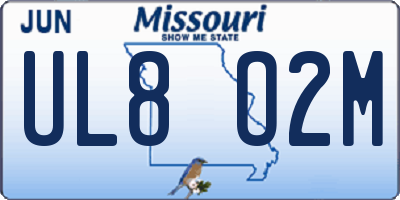 MO license plate UL8O2M