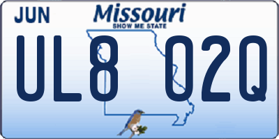 MO license plate UL8O2Q