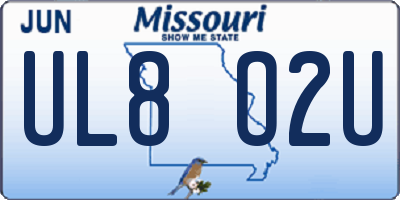 MO license plate UL8O2U