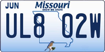 MO license plate UL8O2W