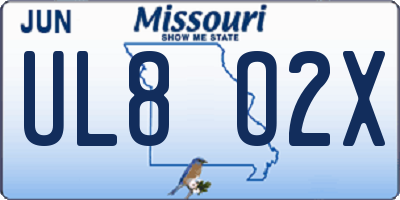 MO license plate UL8O2X