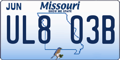 MO license plate UL8O3B