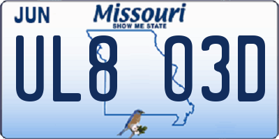 MO license plate UL8O3D