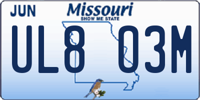 MO license plate UL8O3M