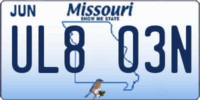 MO license plate UL8O3N