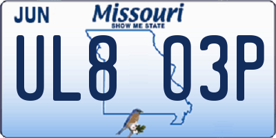 MO license plate UL8O3P