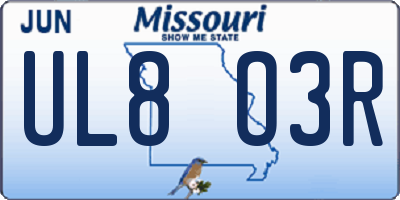MO license plate UL8O3R