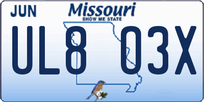 MO license plate UL8O3X