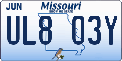 MO license plate UL8O3Y