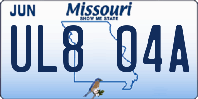 MO license plate UL8O4A