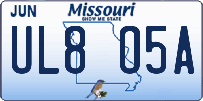 MO license plate UL8O5A