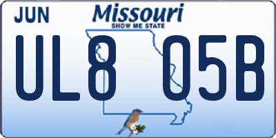 MO license plate UL8O5B