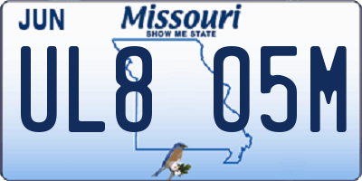 MO license plate UL8O5M