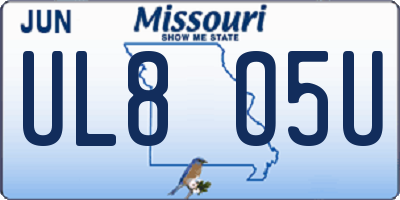 MO license plate UL8O5U