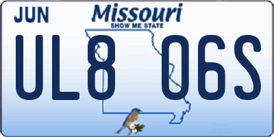 MO license plate UL8O6S