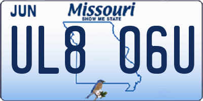 MO license plate UL8O6U