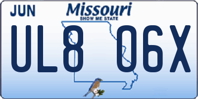 MO license plate UL8O6X