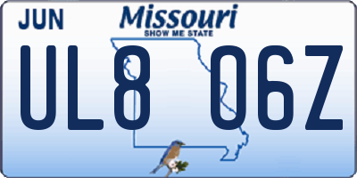 MO license plate UL8O6Z