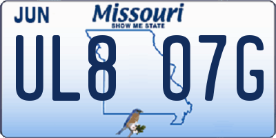 MO license plate UL8O7G