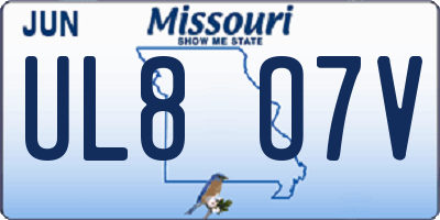 MO license plate UL8O7V