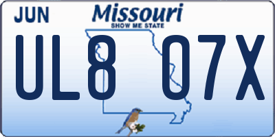 MO license plate UL8O7X