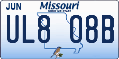 MO license plate UL8O8B