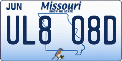 MO license plate UL8O8D