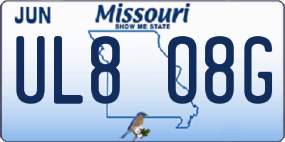 MO license plate UL8O8G