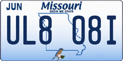 MO license plate UL8O8I