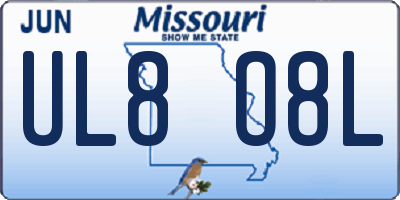 MO license plate UL8O8L