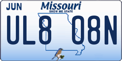 MO license plate UL8O8N