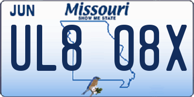 MO license plate UL8O8X