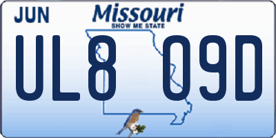 MO license plate UL8O9D