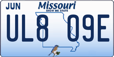 MO license plate UL8O9E