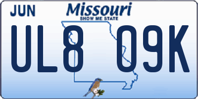 MO license plate UL8O9K