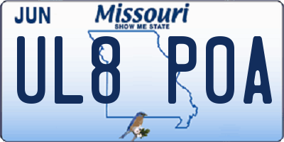 MO license plate UL8P0A