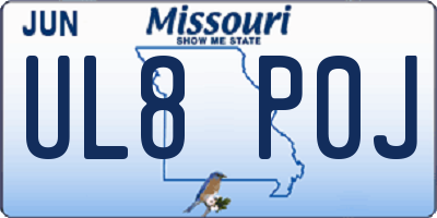 MO license plate UL8P0J