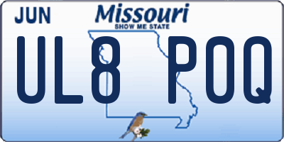 MO license plate UL8P0Q