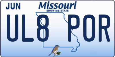 MO license plate UL8P0R