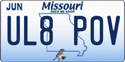 MO license plate UL8P0V