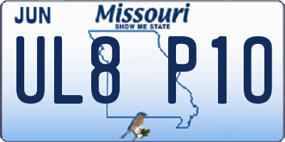 MO license plate UL8P1O