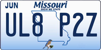 MO license plate UL8P2Z