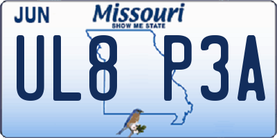 MO license plate UL8P3A