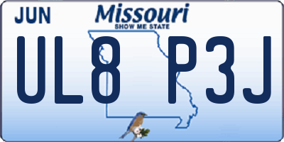 MO license plate UL8P3J